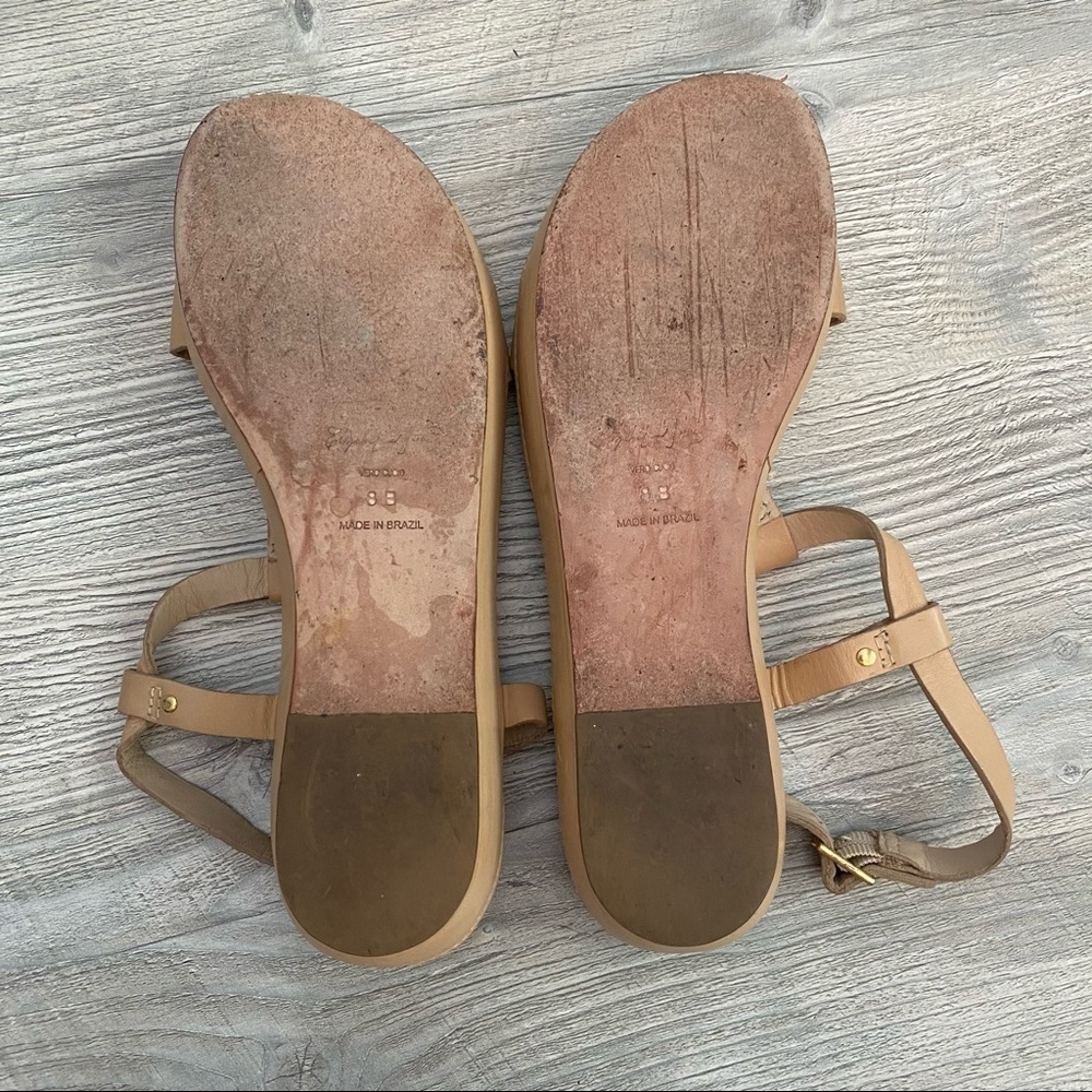 Elizabeth and James Cree leather blush taupe sandals size 8 t strap - Picture 11 of 11